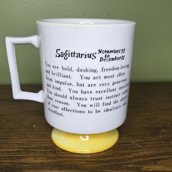 Sagittarius Zodiac Mug with Square Handle And Yellow Base - Picture 3 of 8